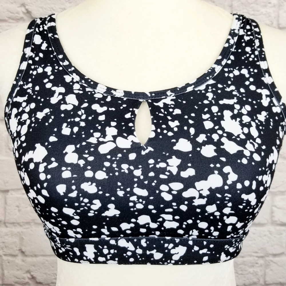 Fabletics Active Black White Spotted Keyhole Work… - image 4